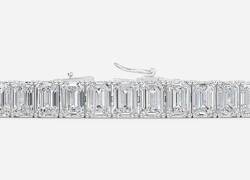 Thumbnail: Emerald Cut Moissanite Tennis Bracelet 7" 7.5"