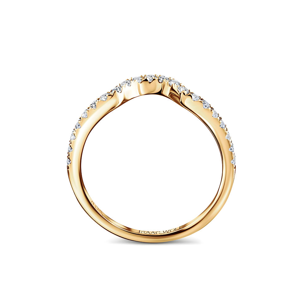 Thumbnail: Curved Pave Half Eternity Moissanit 0.21CT 10K Solid Gold Wedding Band Ring