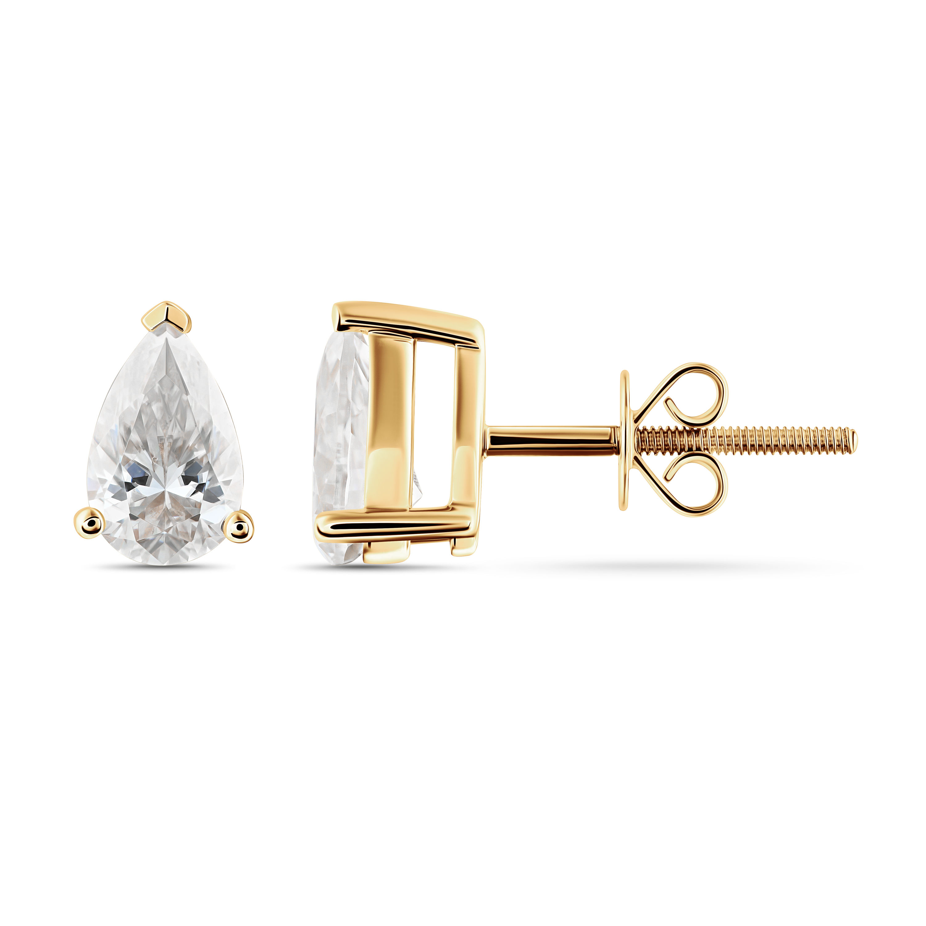 Pear Cut Diamond Gold Stud Earrings