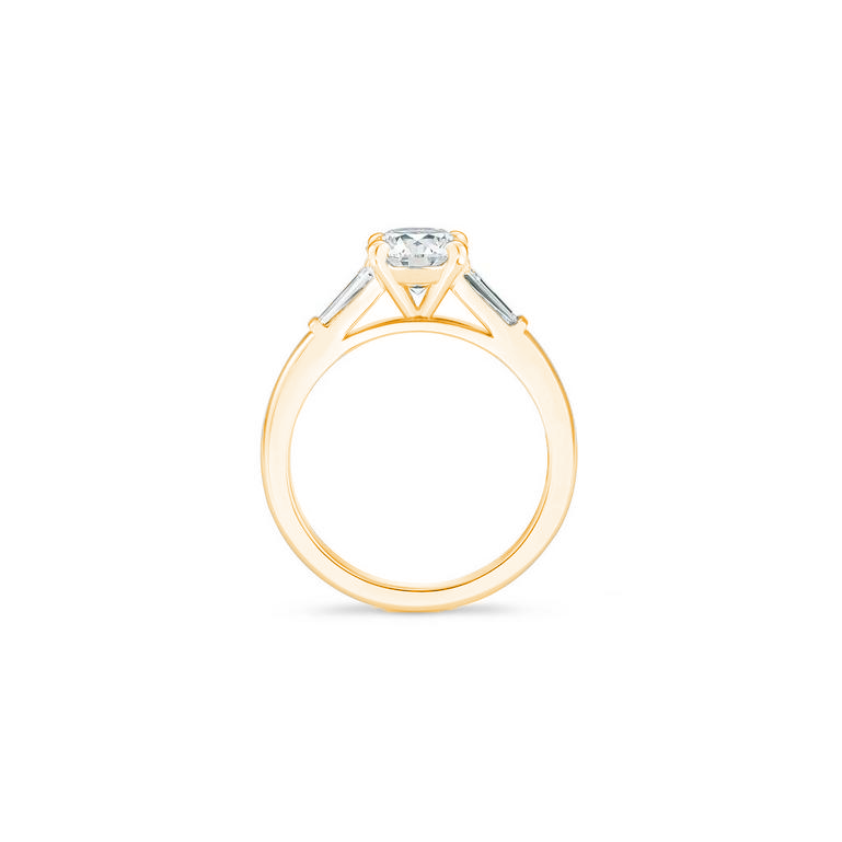 Thumbnail: Round Tapered Baguette Solitaire Engagement Ring 2CT Moissanite 10K Gold