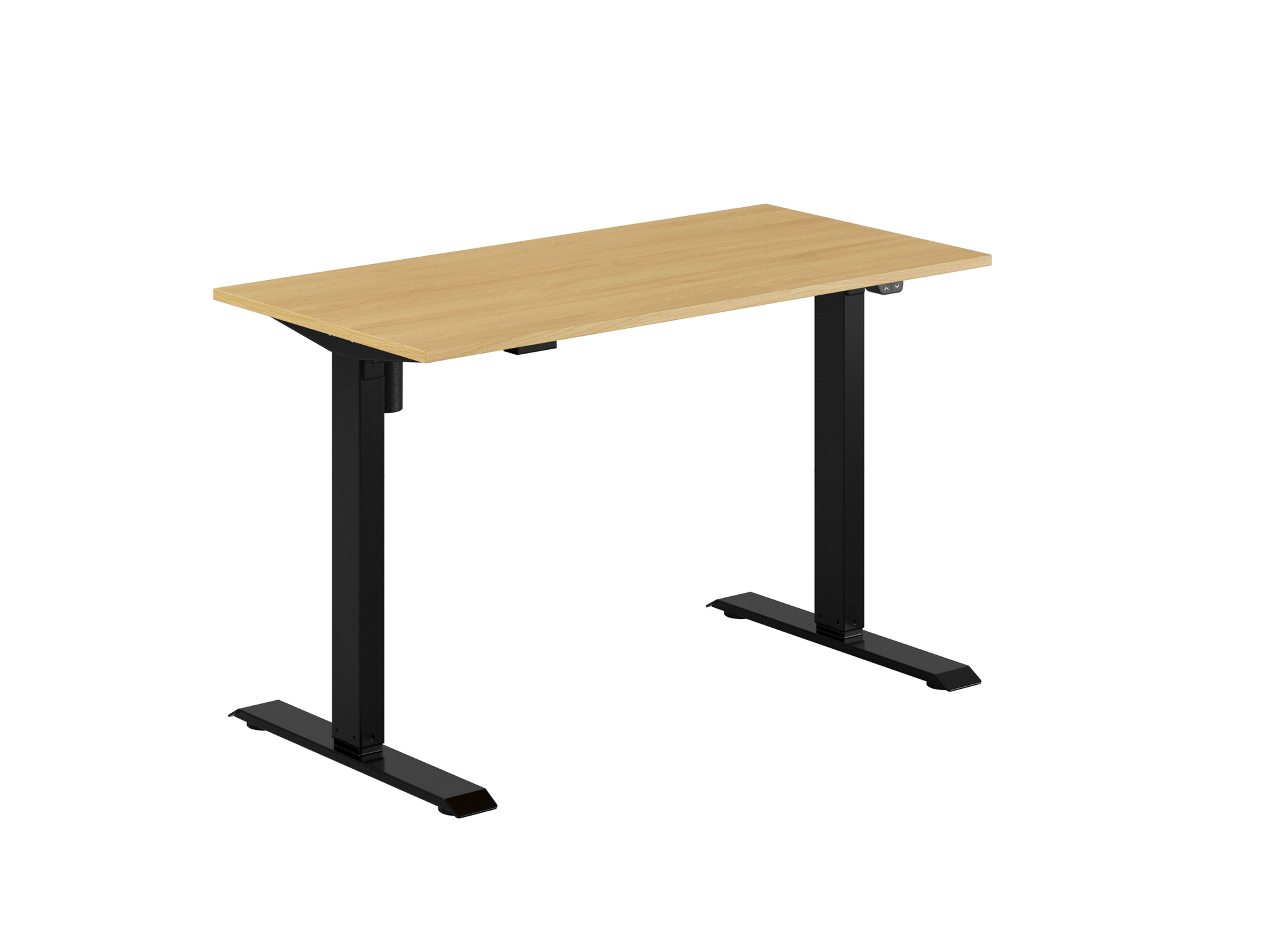 Höj och sänkbart skrivbord svart stativ med ek bordsskiva
