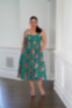 woman wearing floral dress with pockets