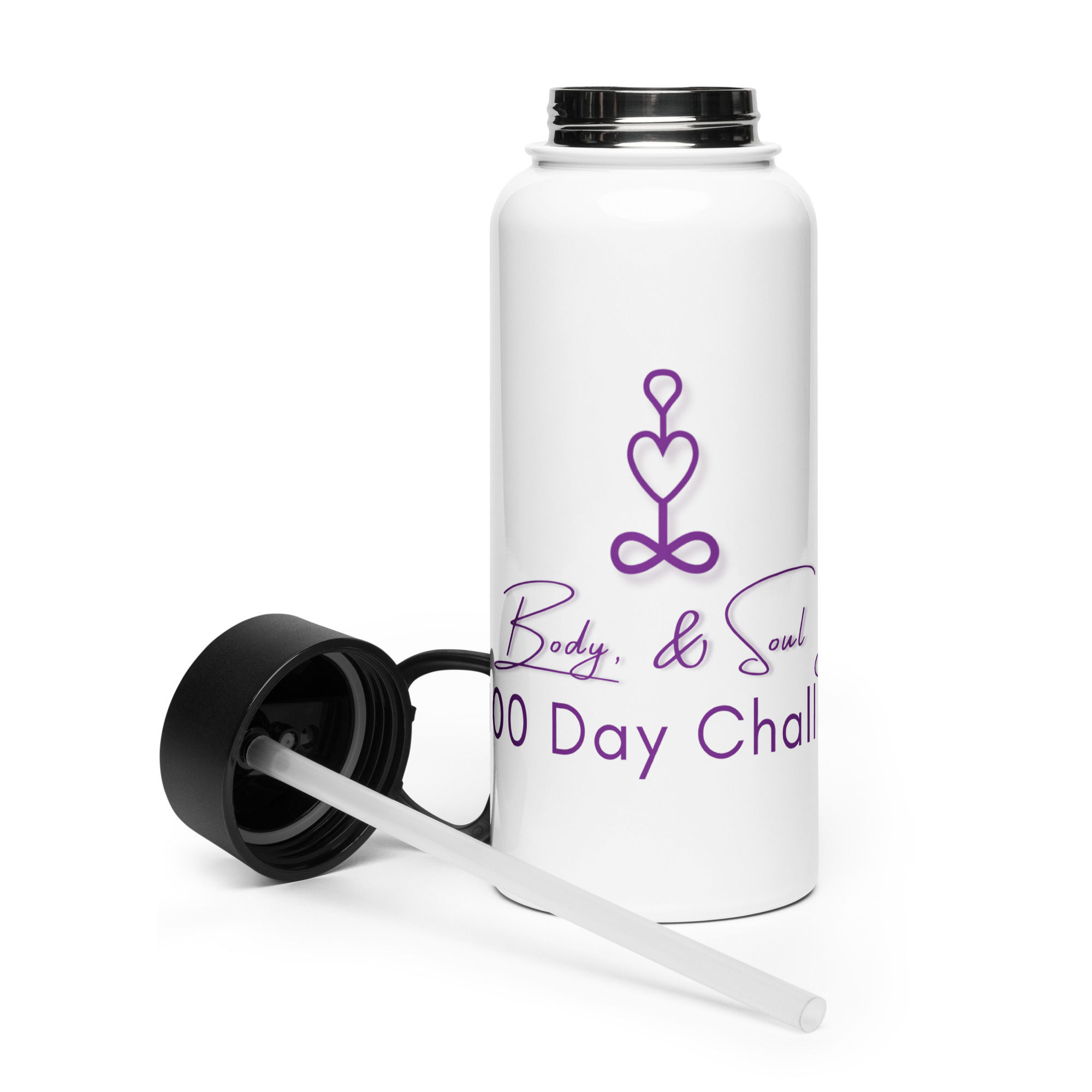 Stainless steel water bottle with a straw lid