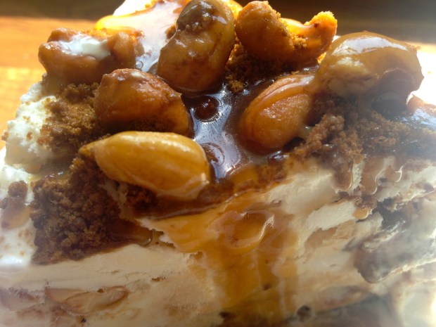 No Bake Cashew & Salted Caramel Ice Cream Cake