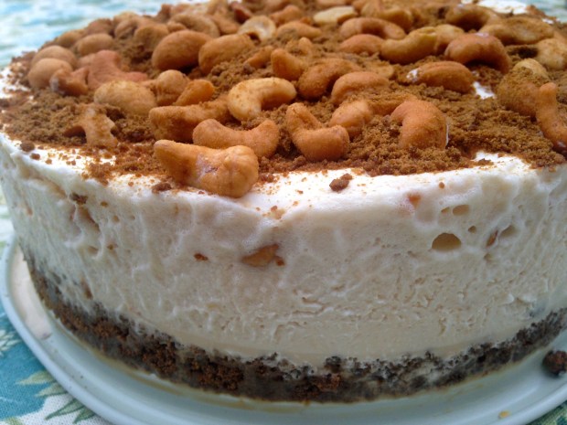 No Bake Cashew & Salted Caramel Ice Cream Cake