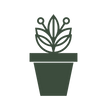 Custom image with Meeting Green logo flower growing from a pot
