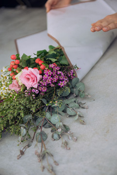 Flowers in shades of pink and purple at Meeting Green's Pop Up Flower Bar in Charleston, SC>