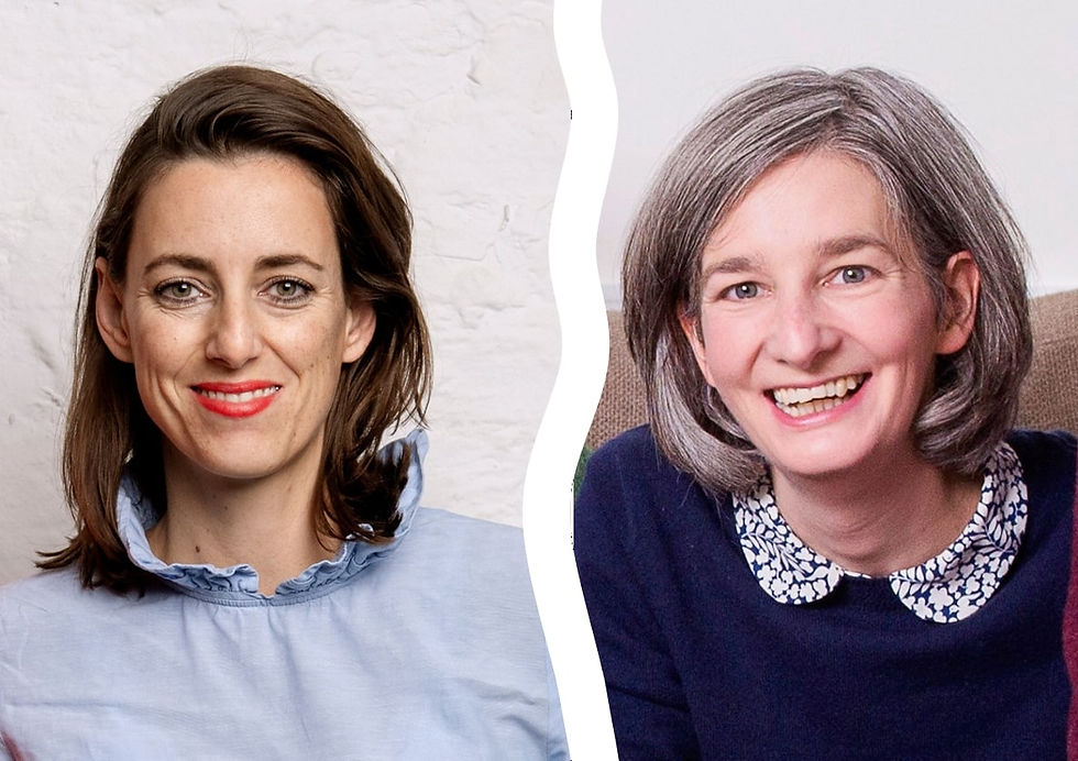two woman laughing, Simone Frey and Dr. Anne Mullen