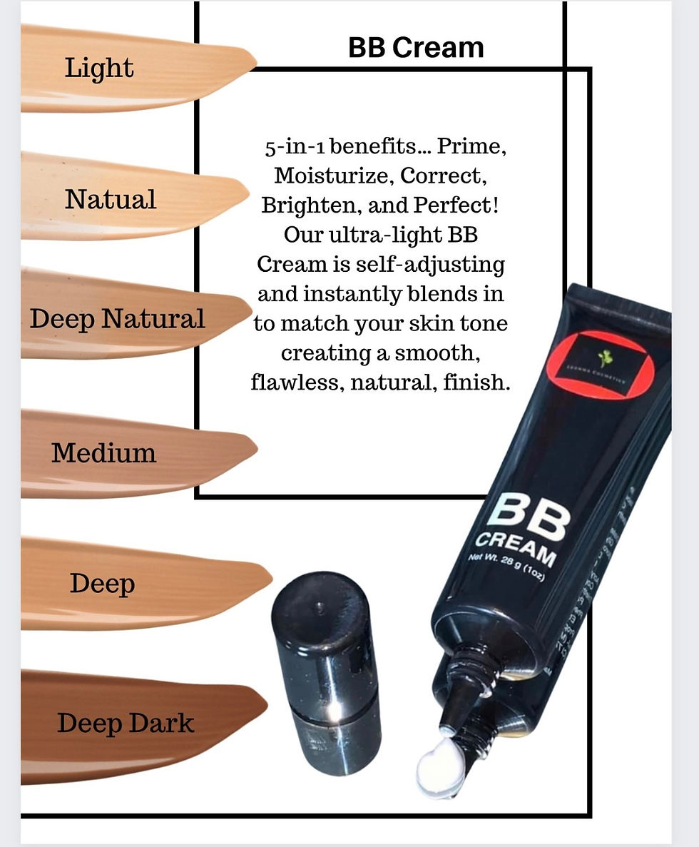 BB cream - Light, Natural, Deep Natural, Medium, Deep & Deep Dark