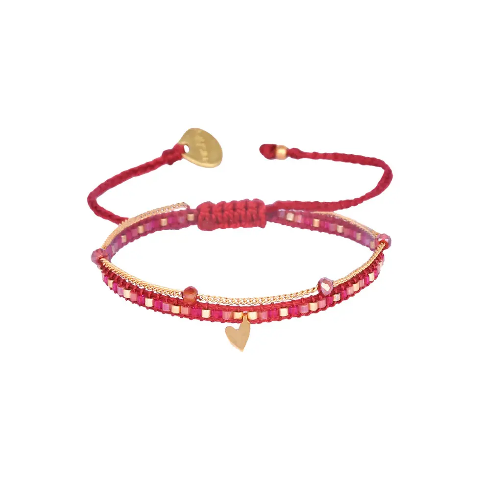 Mishky Colorful Heart Chain Bracelet - Red 11239805512585