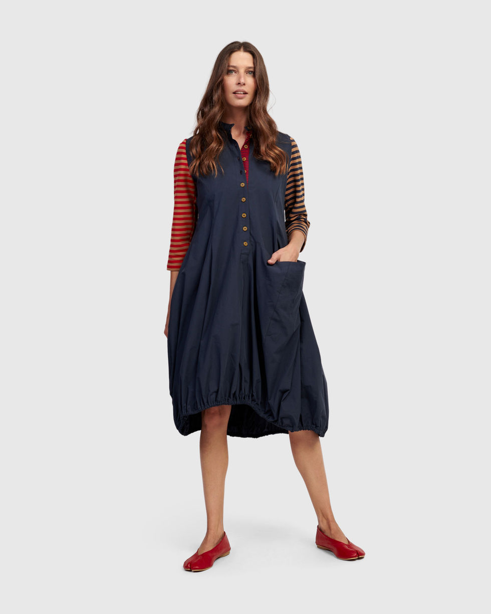 Alembika Contrast Balloon Dress - Stripes SD827M
