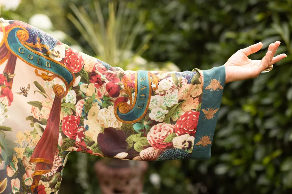 Market of Stars Stay Gold Pixie Duster Cropped Kimono with Rabbit and Bees
