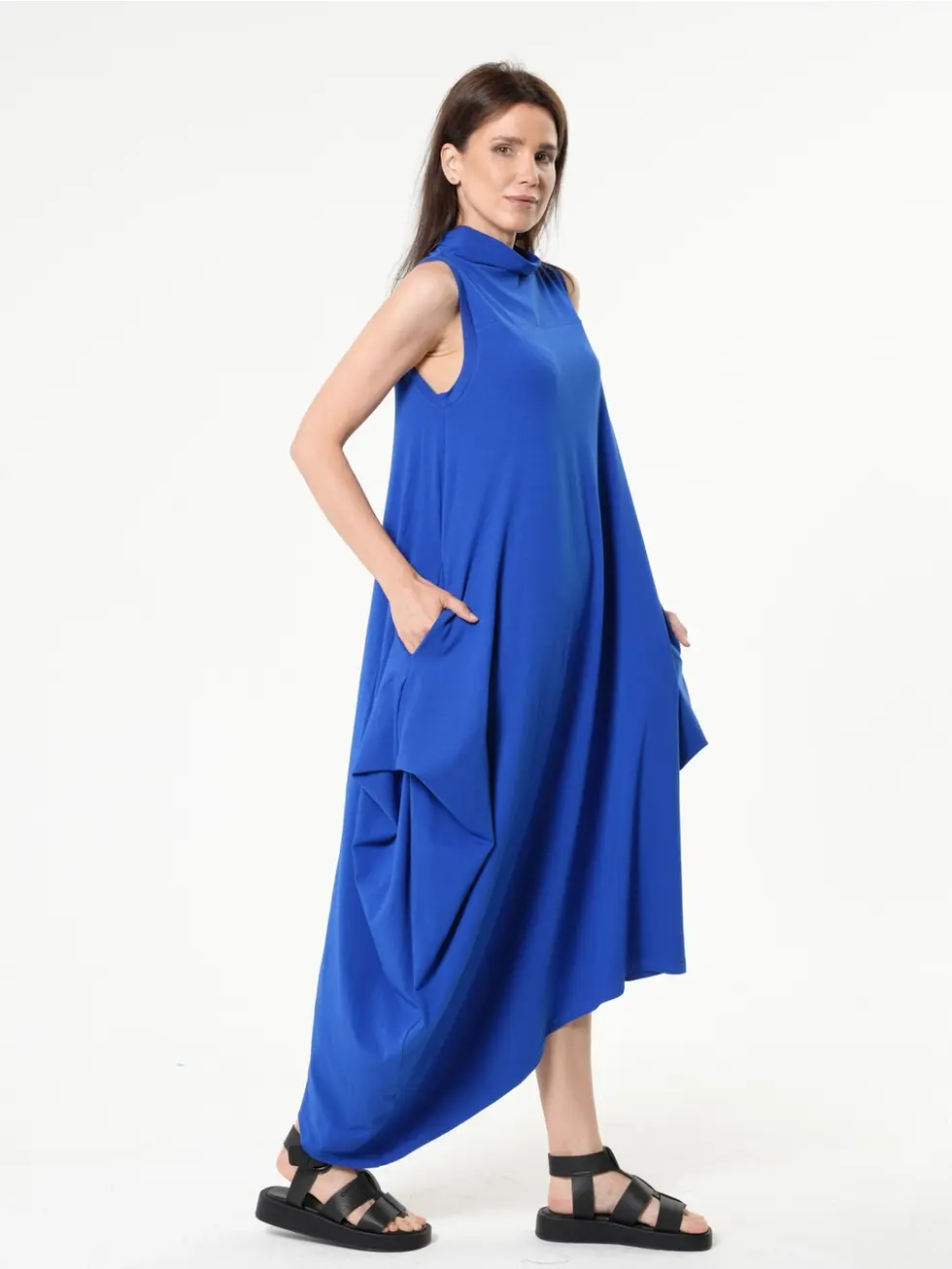 Metamorphoza Sleeveless Cotton Dress - Royal Blue