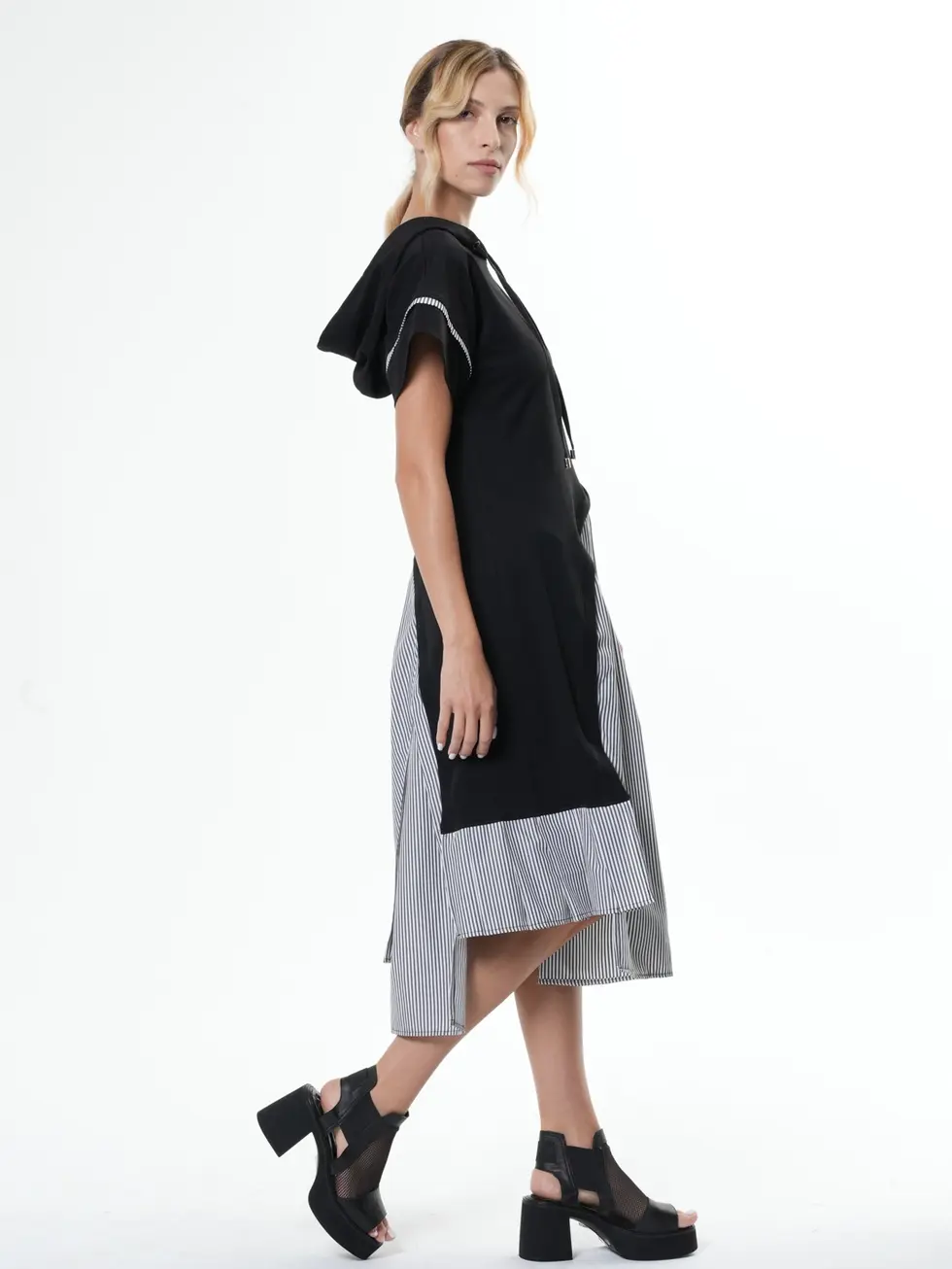 Metamorphoza Avant Garde Striped Dress - Black METD0214