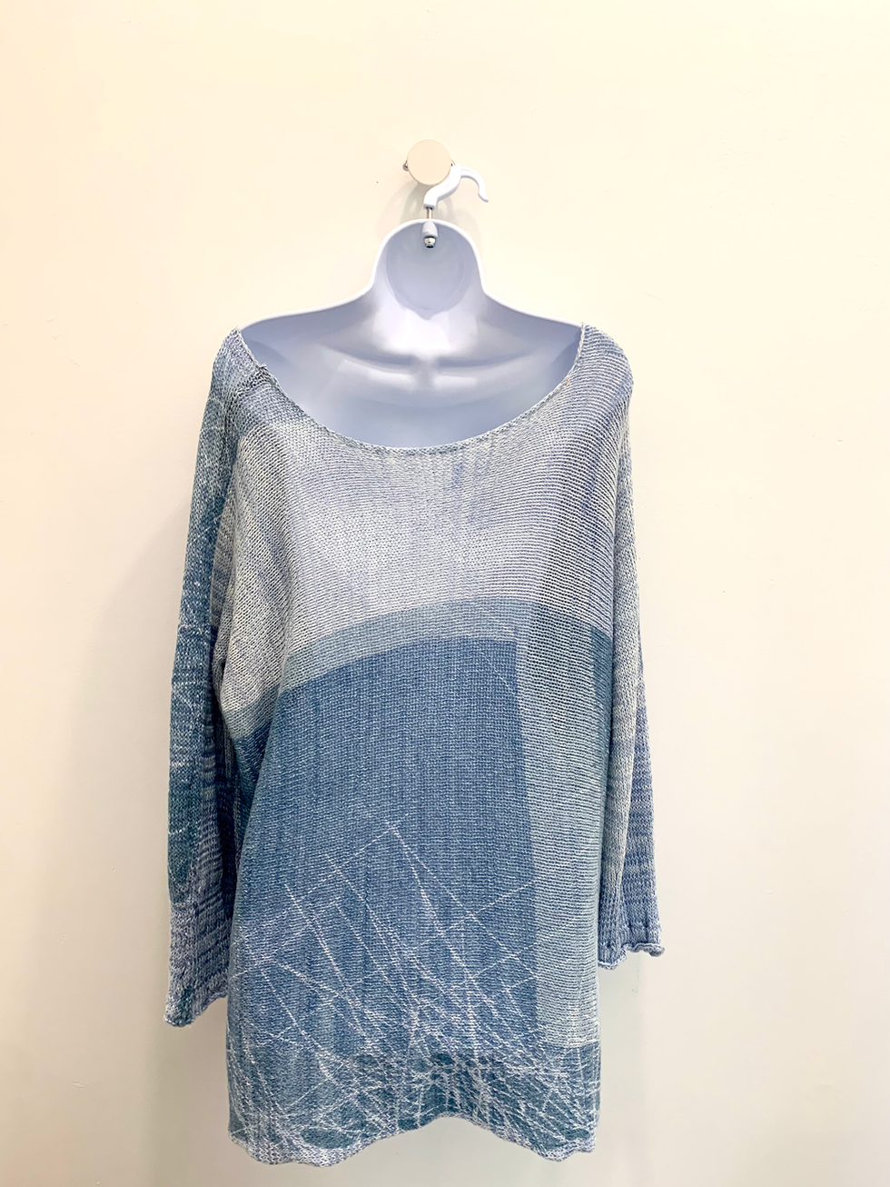 Skif Pullover - Printed Blue Denim and Ivory