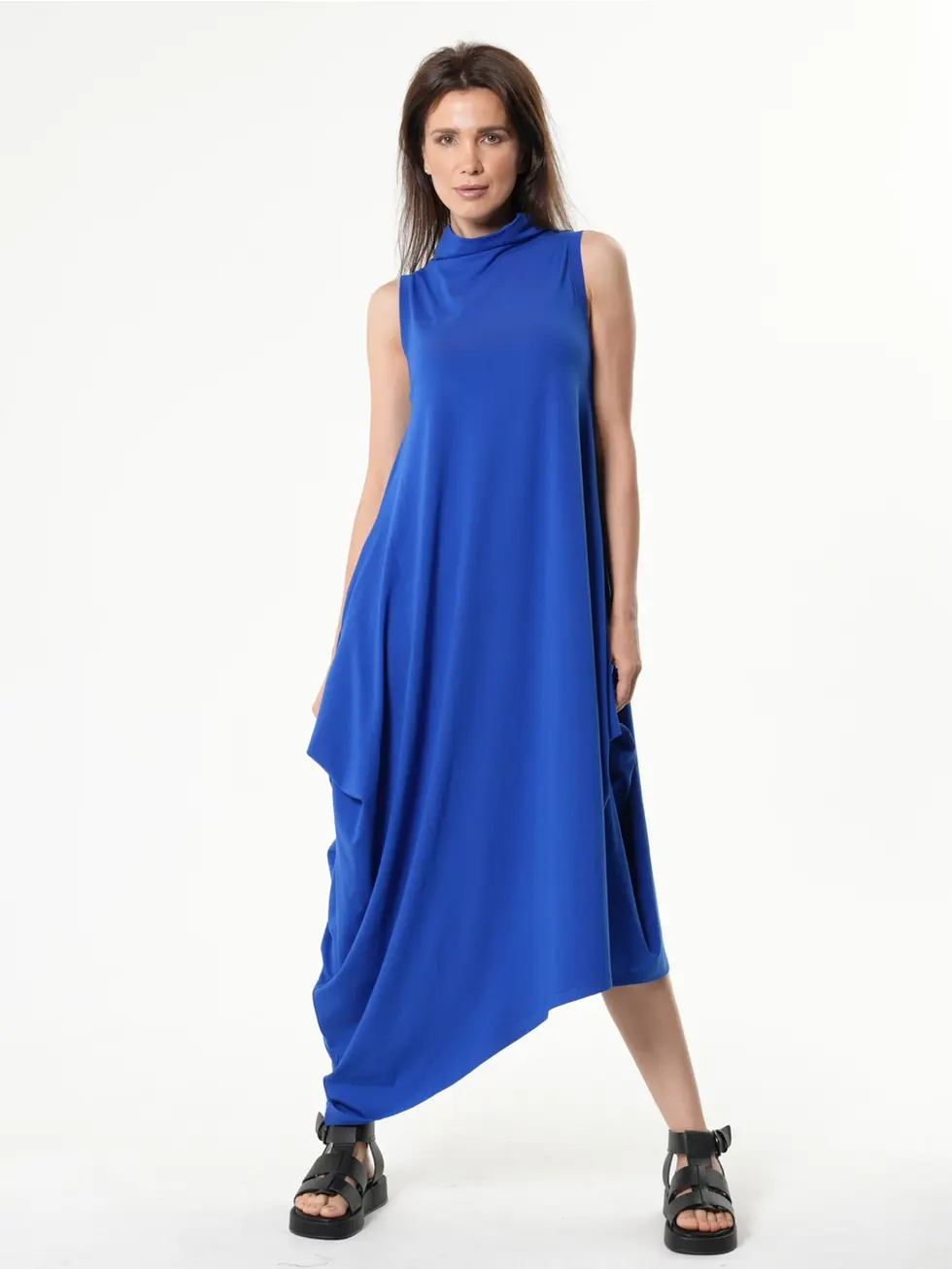 Metamorphoza Sleeveless Cotton Dress - Royal Blue