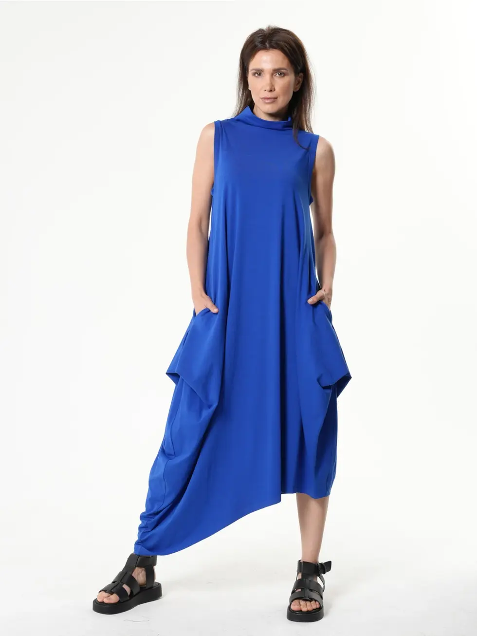 Metamorphoza Sleeveless Cotton Dress - Royal Blue