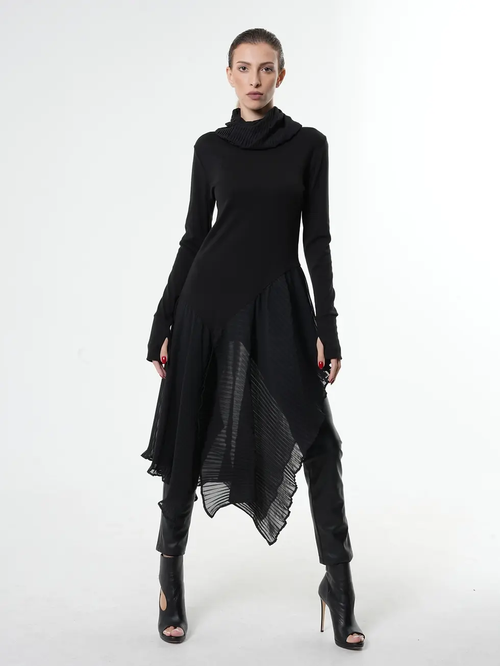 Metamorphoza Turtle Neck Chiffon Tunic METT0143