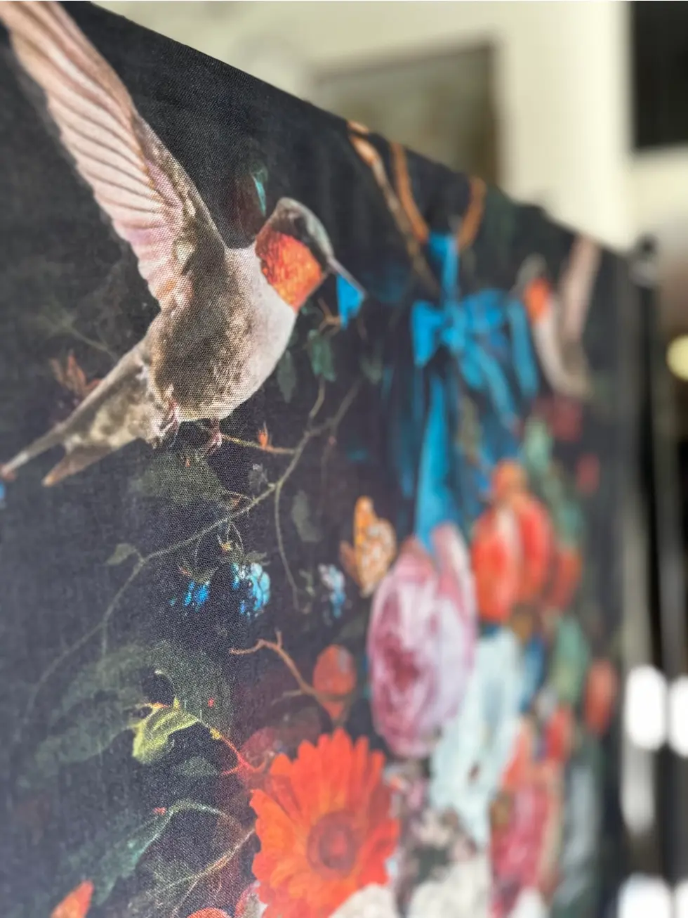 Market of Stars Flight of Fancy Floral Bamboo Scarf with Hummingbirds