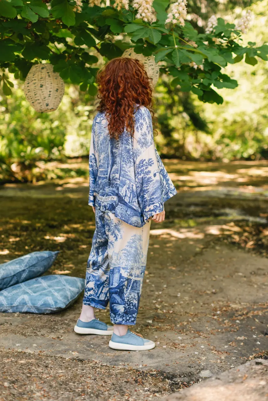 Market of Stars Let the Light in Pixie Duster Bamboo Kimono with Delft Cropped