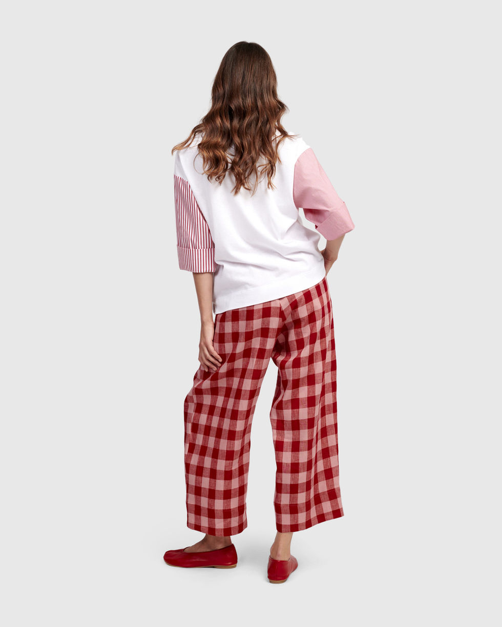Alembika Stripe Sleeve Top - Red ST718R