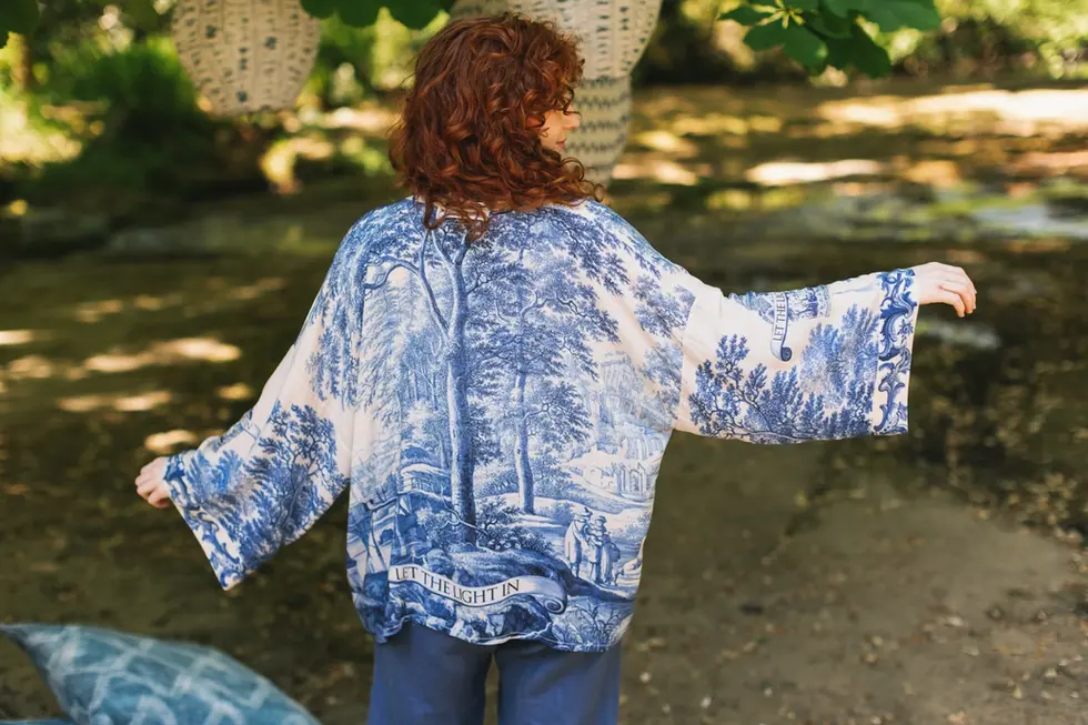 Market of Stars Let the Light in Pixie Duster Bamboo Kimono with Delft Cropped