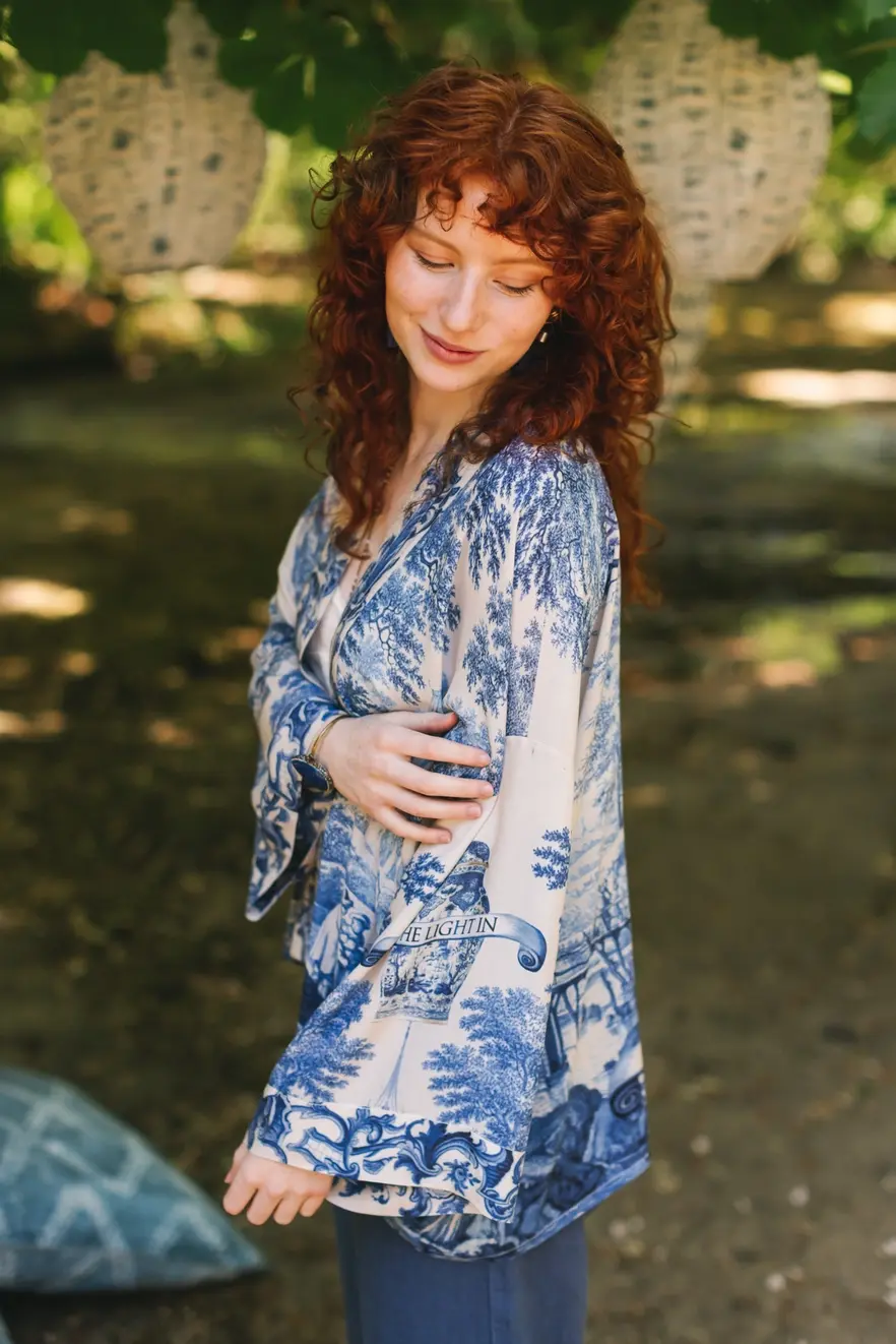 Market of Stars Let the Light in Pixie Duster Bamboo Kimono with Delft Cropped