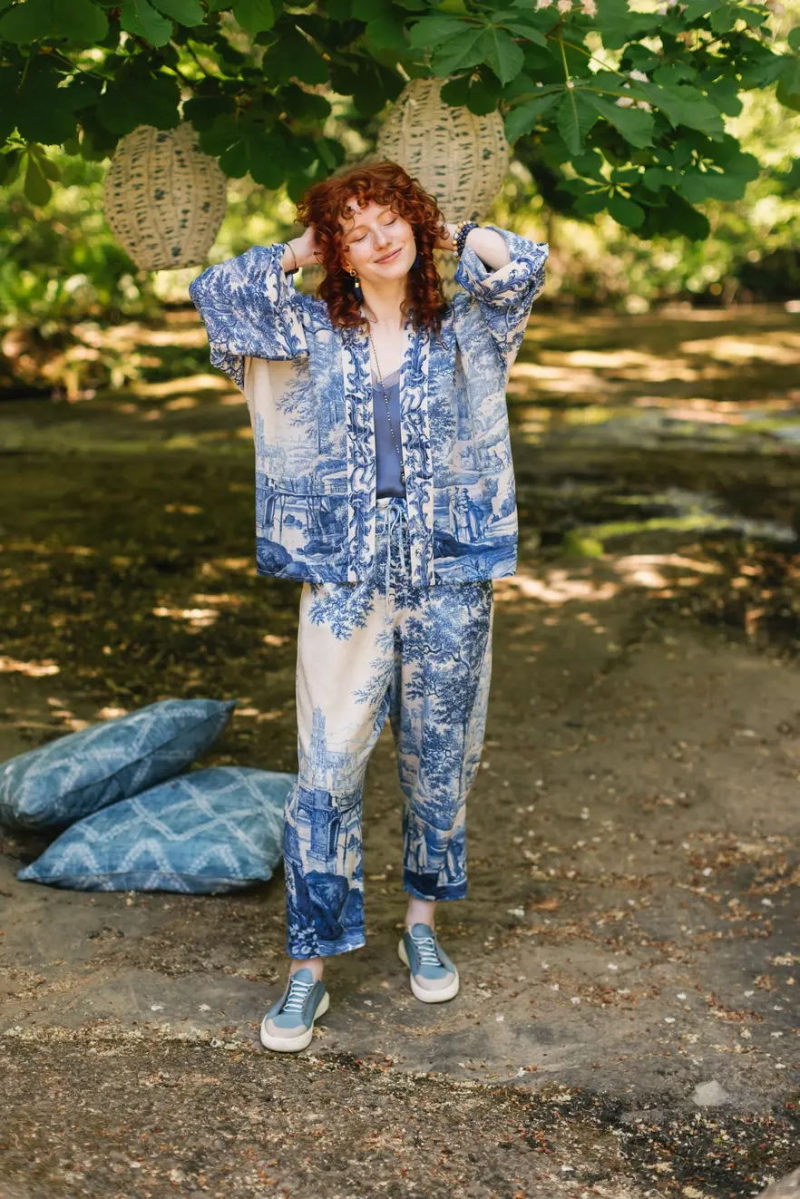 Market of Stars Let the Light in Pixie Duster Bamboo Kimono with Delft Cropped