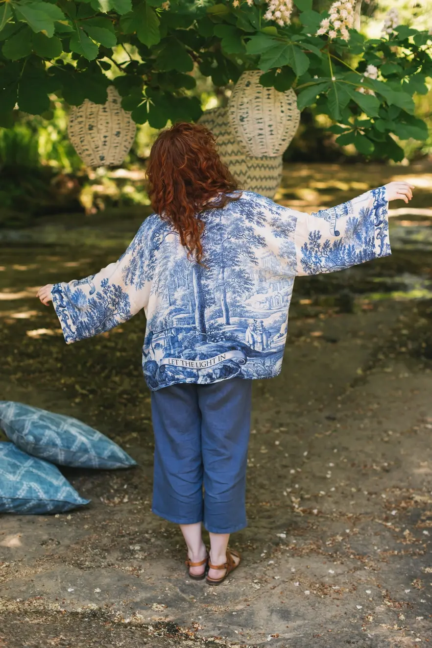 Market of Stars Let the Light in Pixie Duster Bamboo Kimono with Delft Cropped
