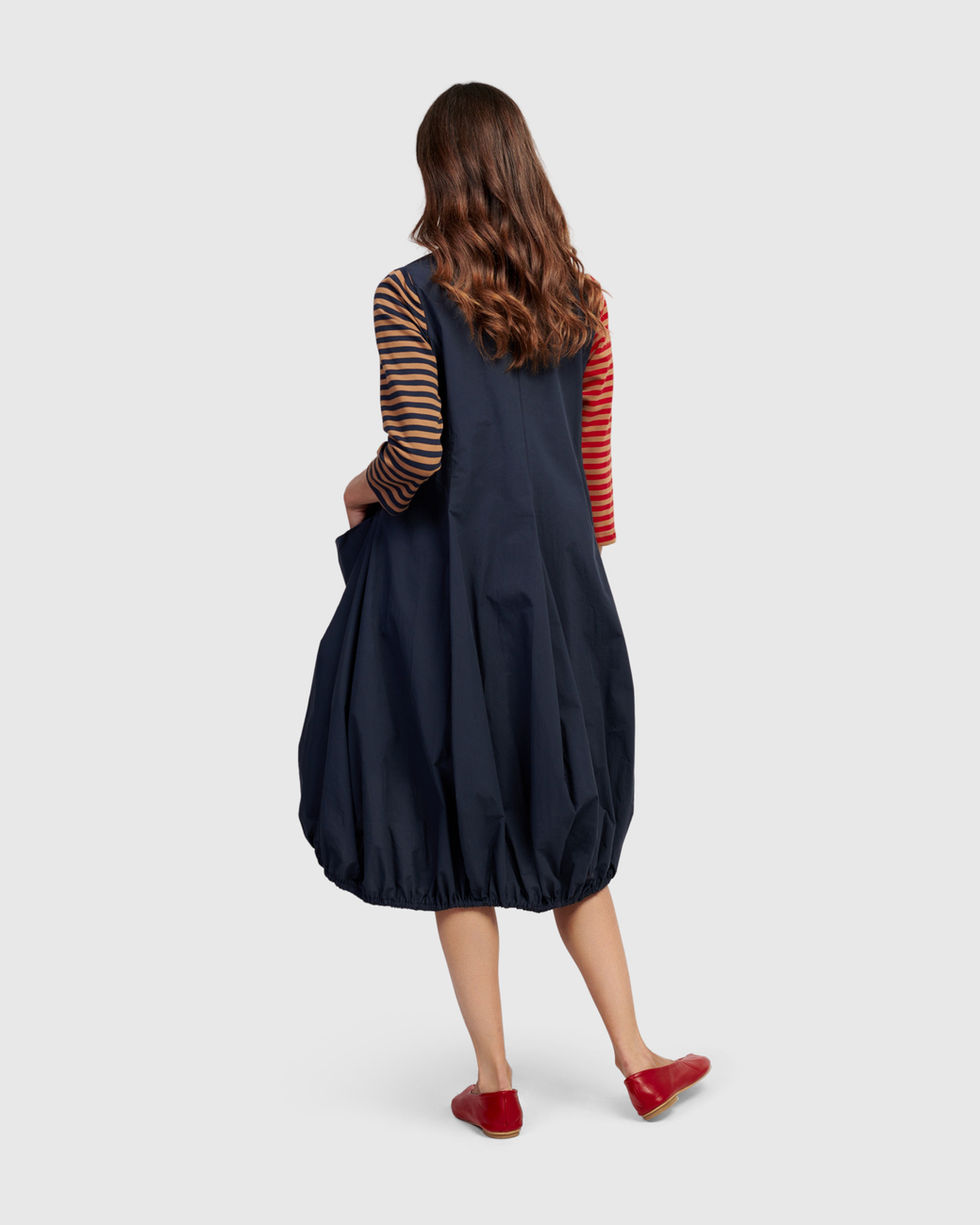 Alembika Contrast Balloon Dress - Stripes SD827M