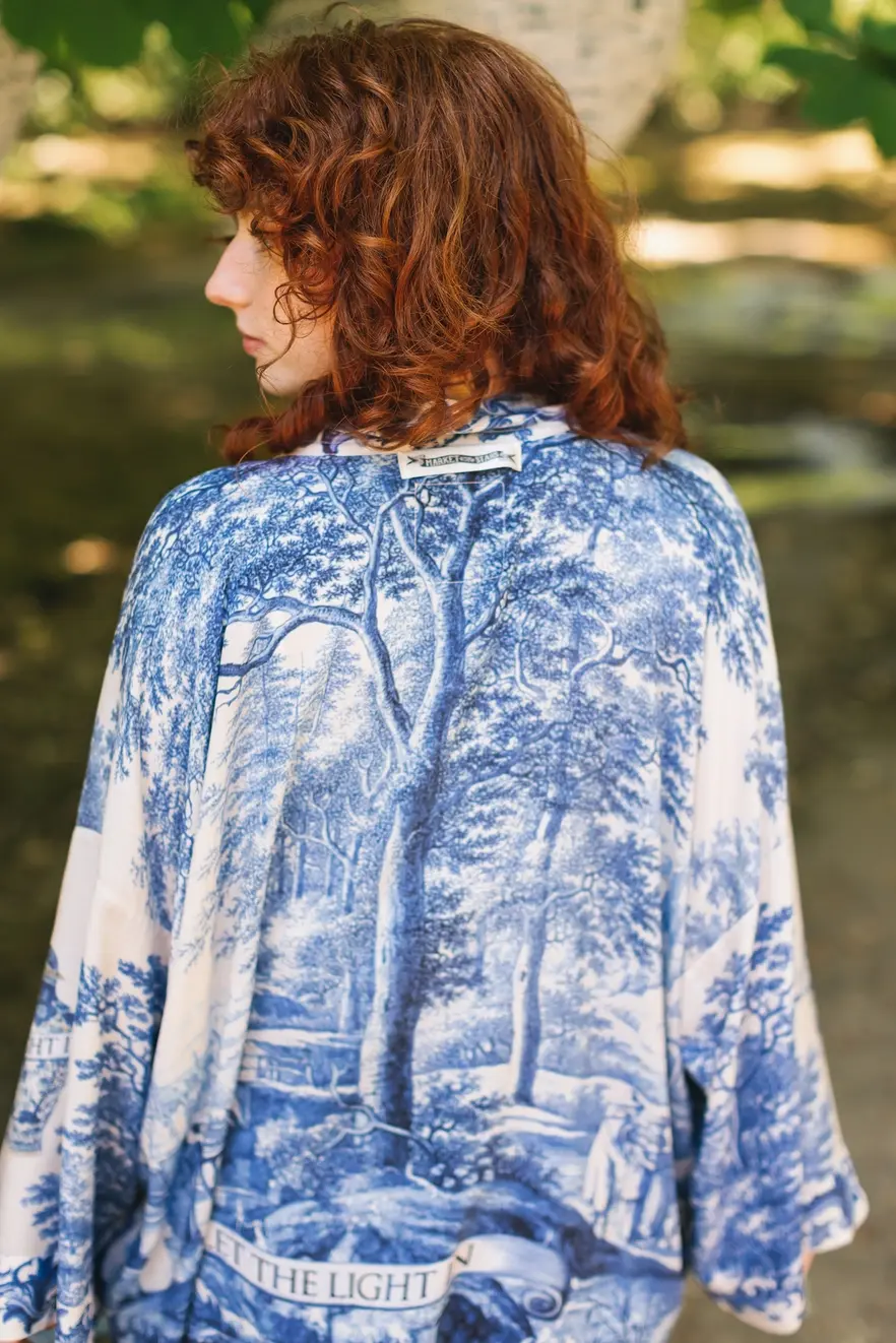 Market of Stars Let the Light in Pixie Duster Bamboo Kimono with Delft Cropped