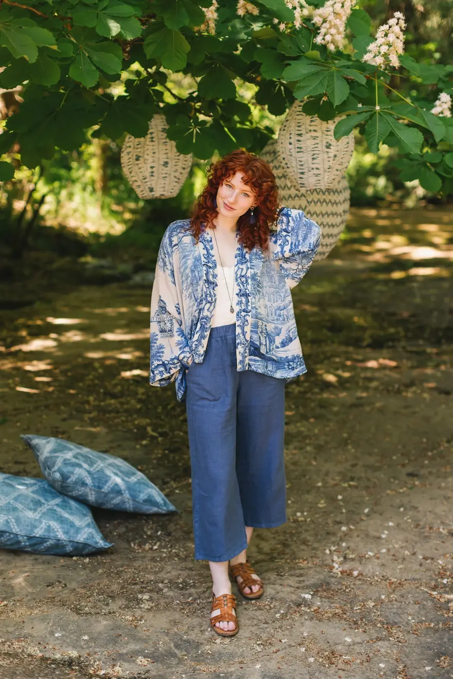 Market of Stars Let the Light in Pixie Duster Bamboo Kimono with Delft Cropped