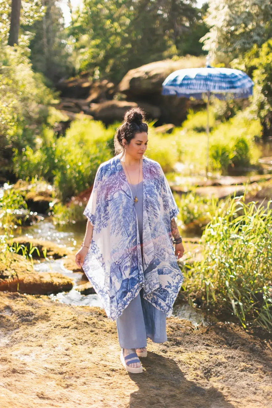 Market of Stars Let the Light in Bohemian Goddess Starduster Kimono W Delft