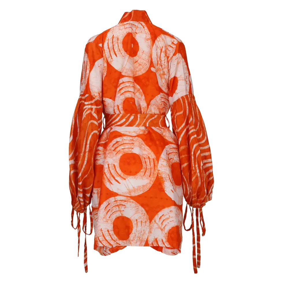 Besida Mafarki Kimono African Print Jacket - Orange
