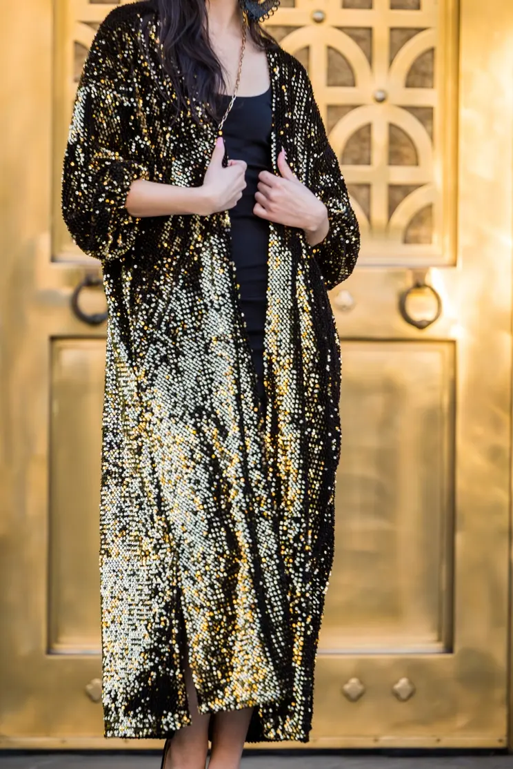 Jennafer Grace Sequin Cocoon Jacket - Gold OC0486