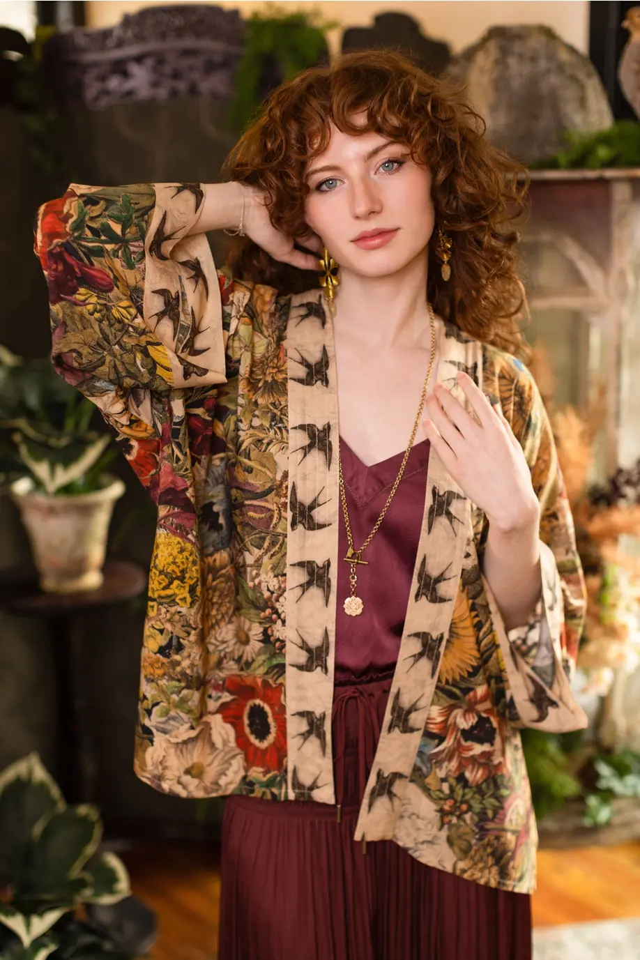 Market of Stars Golden Hour Pixie Duster Crop Kimono w/ Floral Print