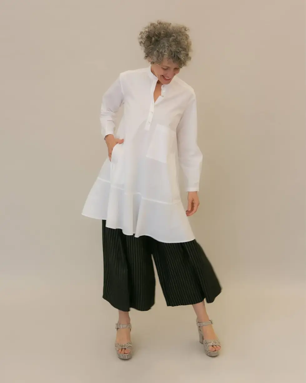 Alembika Freedom Flounce Tunic Shirt - White ST372W