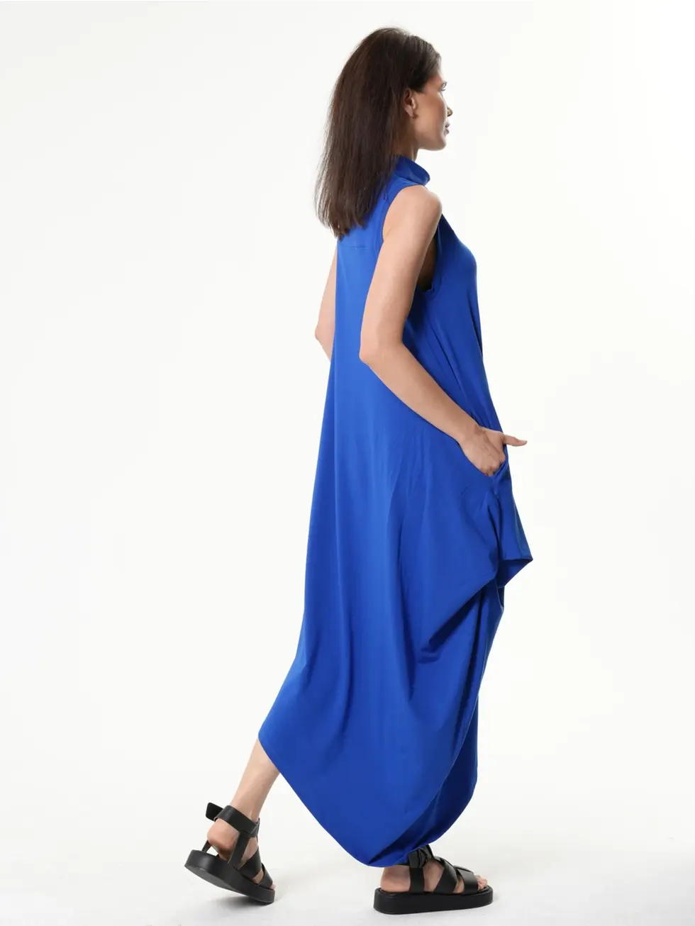 Metamorphoza Sleeveless Cotton Dress - Royal Blue