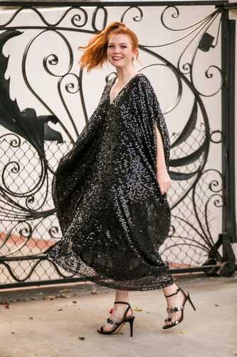 Jennafer Grace Sequin Caftan Black CAF0053