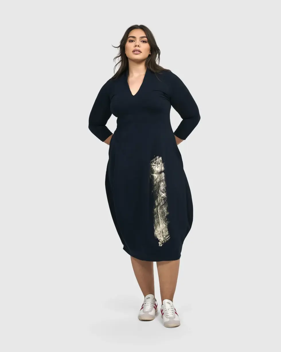 Alembika Laurel Cocoon Dress - Navy HD123N