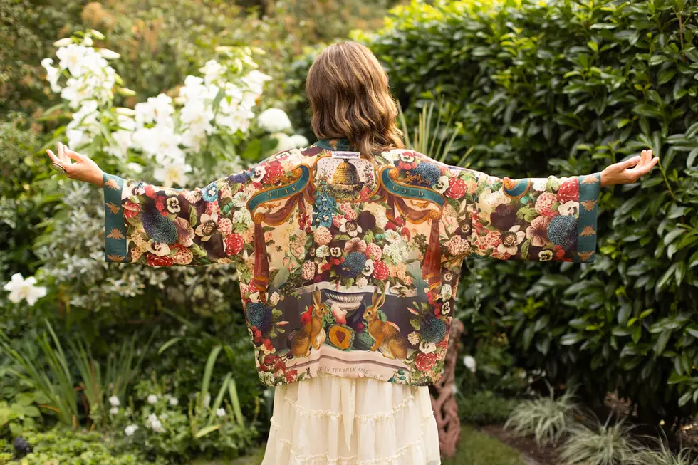 Market of Stars Stay Gold Pixie Duster Cropped Kimono with Rabbit and Bees