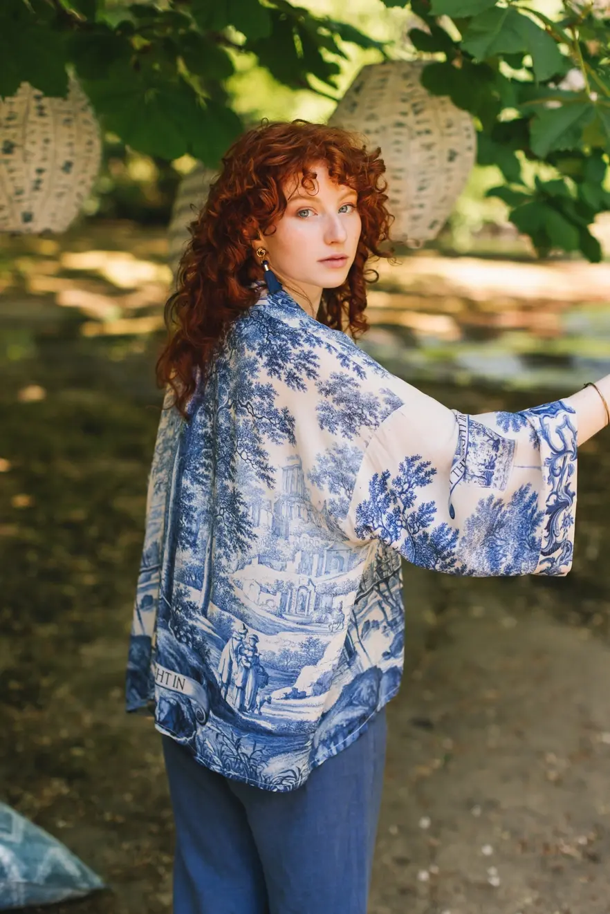 Market of Stars Let the Light in Pixie Duster Bamboo Kimono with Delft Cropped