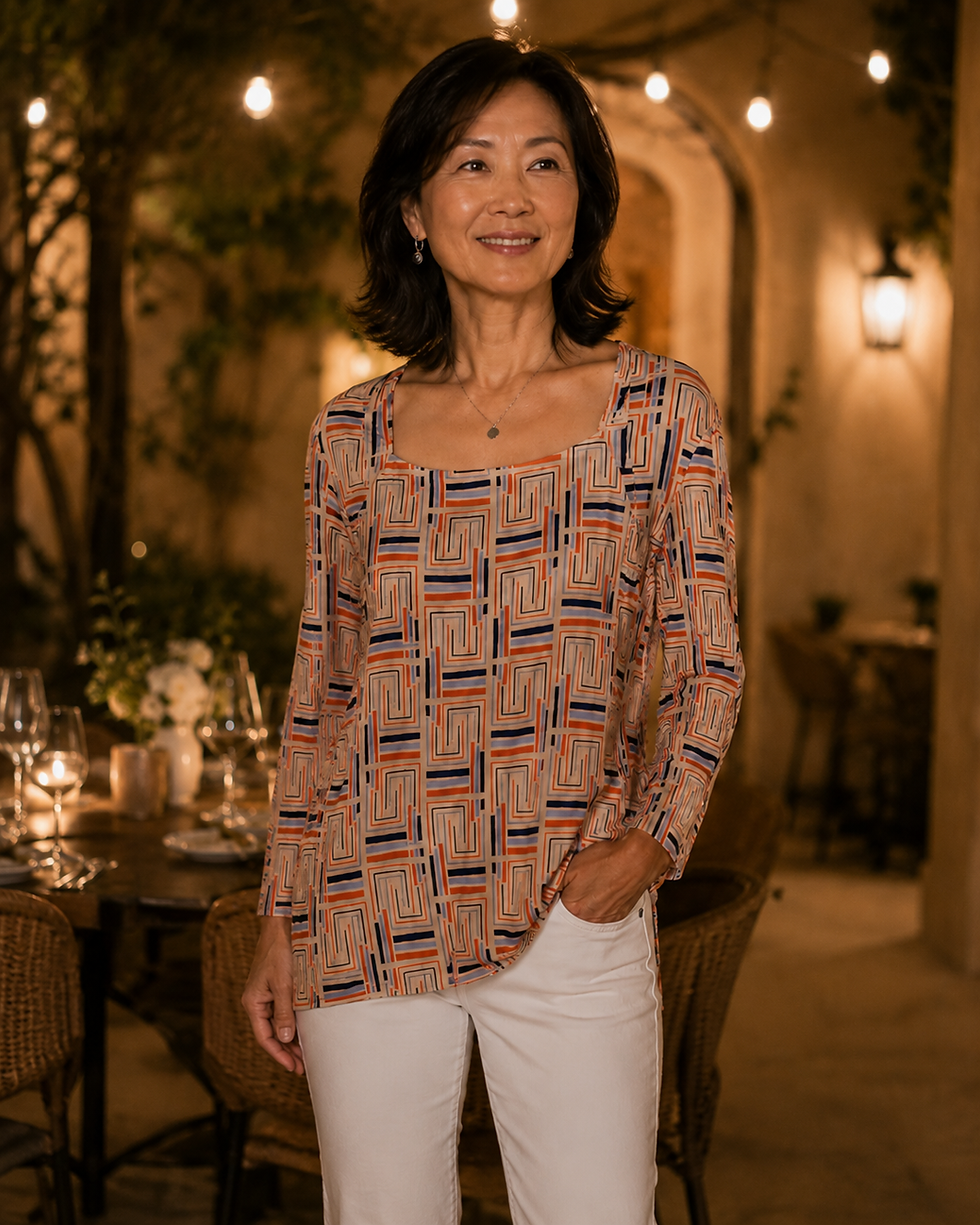 Trunk Show - NY 77 Geometric Grid Top CT009