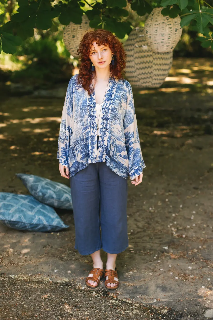 Market of Stars Let the Light in Pixie Duster Bamboo Kimono with Delft Cropped