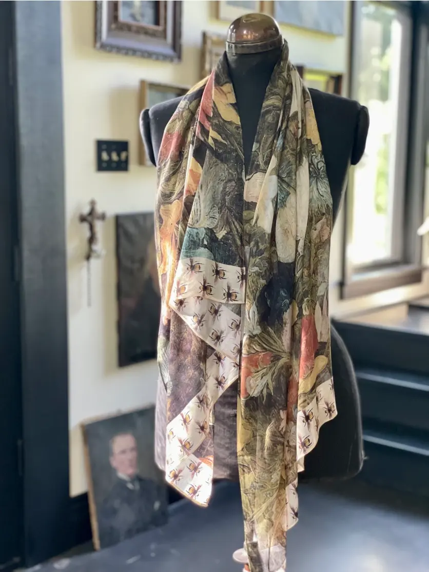 I Dream in Flowers Bohemian Bamboo Scarf with Bees IDIF Scarf