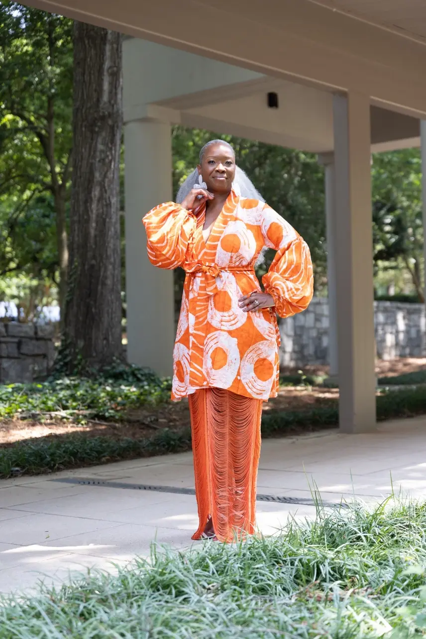 Besida Mafarki Kimono African Print Jacket - Orange