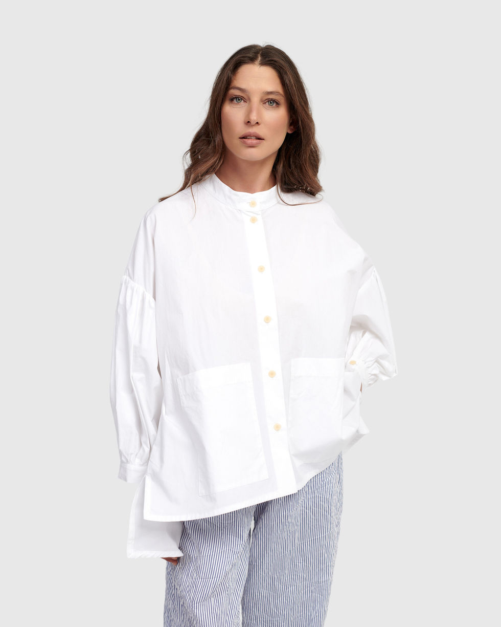 Alembika Cloudscape Pocket Blouse - White ST716W