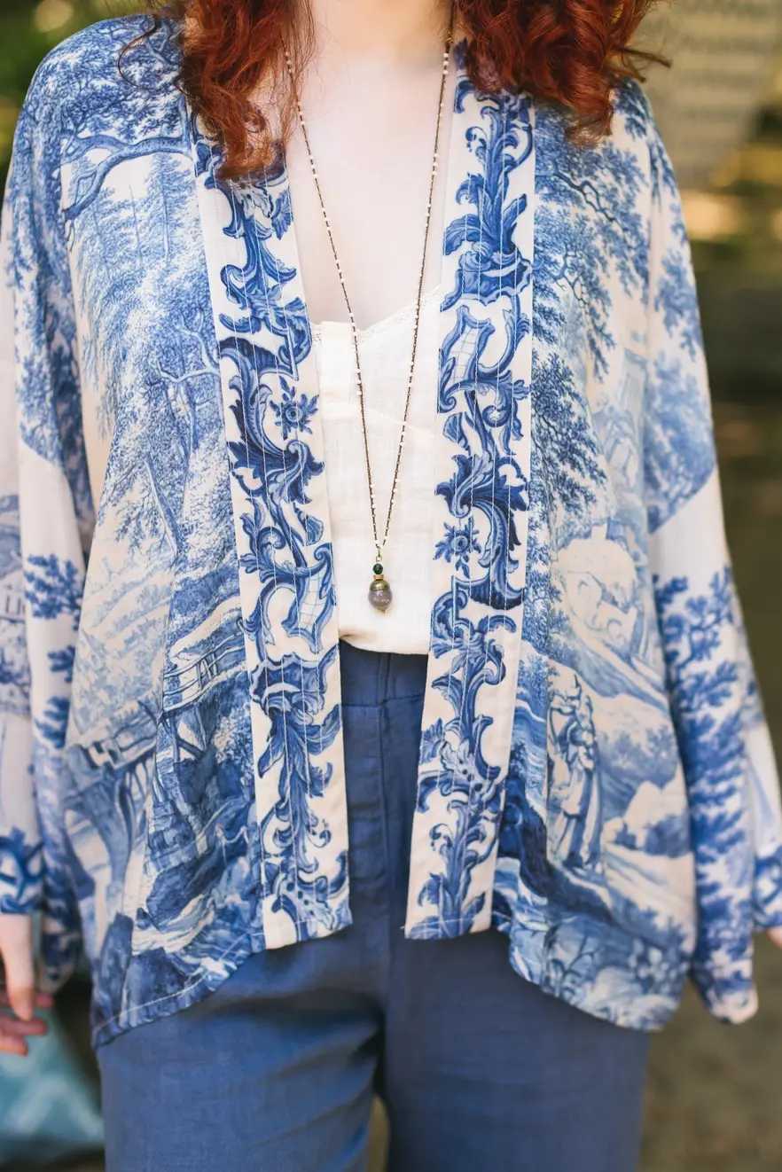 Market of Stars Let the Light in Pixie Duster Bamboo Kimono with Delft Cropped