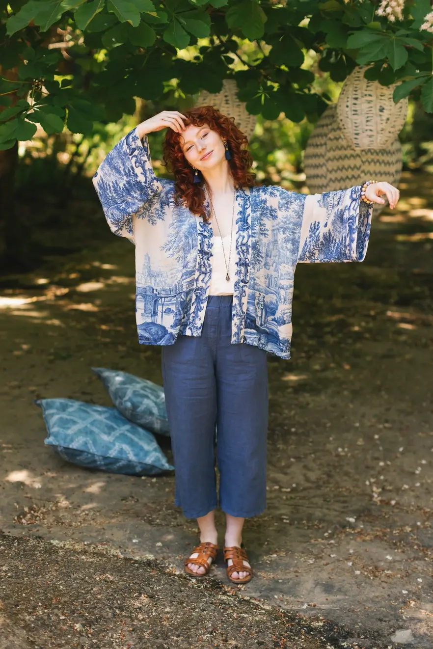 Market of Stars Let the Light in Pixie Duster Bamboo Kimono with Delft Cropped