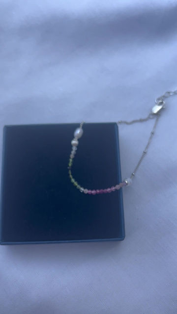 Thumbnail: Watermelon Tourmaline  Anklet | Silver or gold fill 